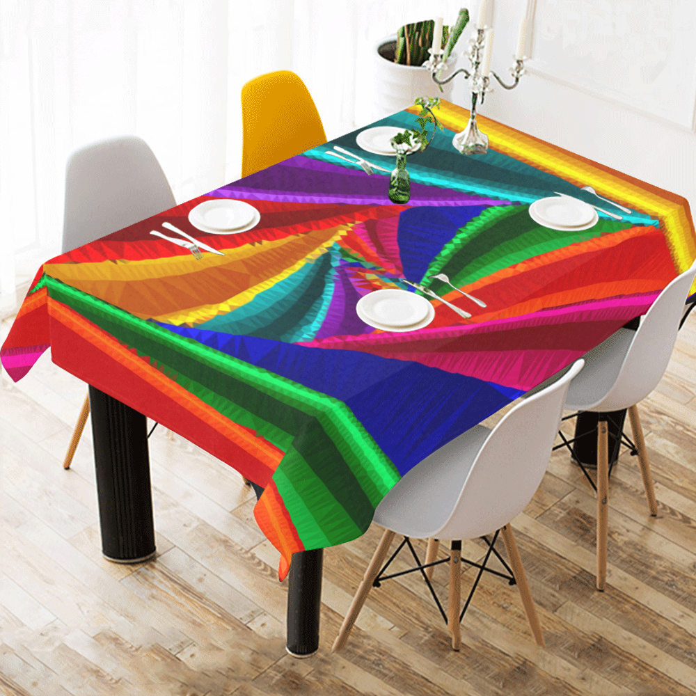 Color 25 Low Poly Fractal Art Triangles Cotton Linen Tablecloth 60"x 84"