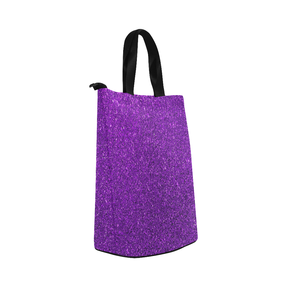 Purple Glitter Nylon Lunch Tote Bag (Model 1670)