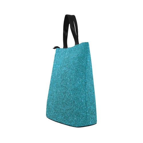 Turquoise Glitter Nylon Lunch Tote Bag (Model 1670)