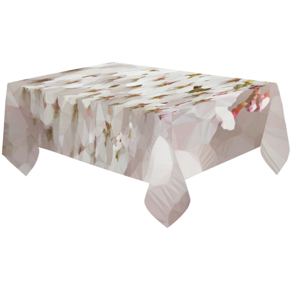 Cherry Blossom Low Poly Geometric Floral Cotton Linen Tablecloth 60"x120"