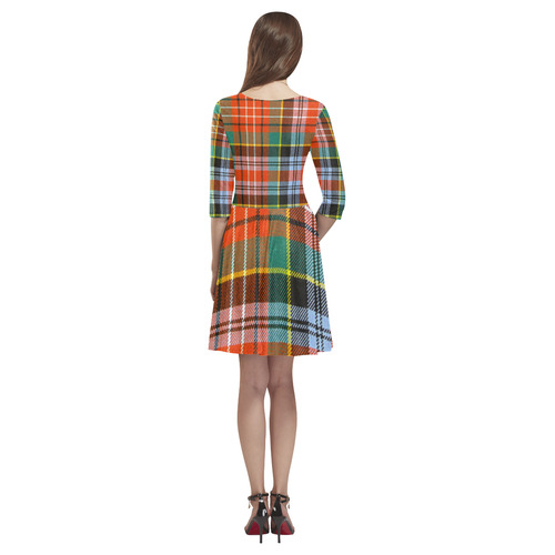 CALEDONIAN TARTAN Tethys Half-Sleeve Skater Dress(Model D20)