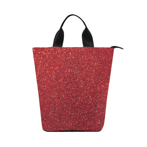 Red Glitter Nylon Lunch Tote Bag (Model 1670)