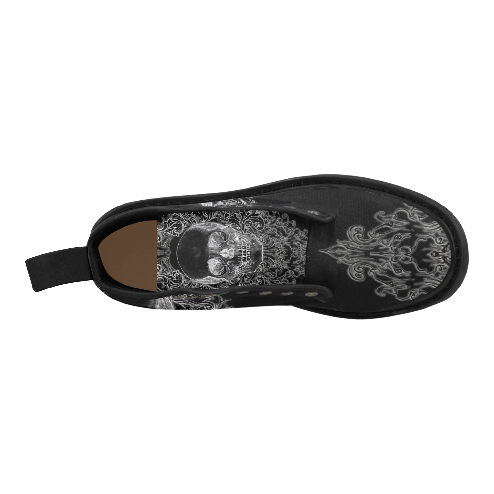 ornateskullinverse Martin Boots for Men (Black) (Model 1203H)