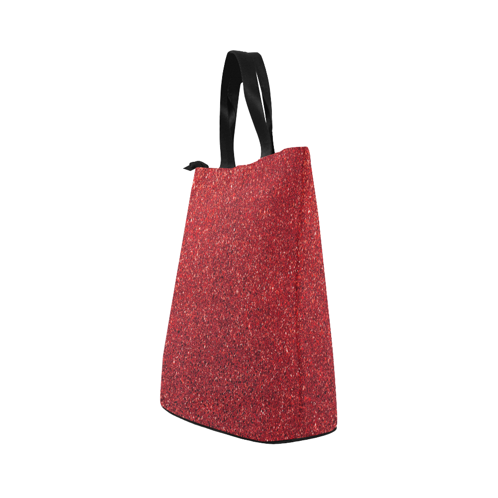 Red Glitter Nylon Lunch Tote Bag (Model 1670)