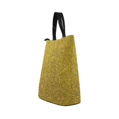Gold Glitter Nylon Lunch Tote Bag (Model 1670)