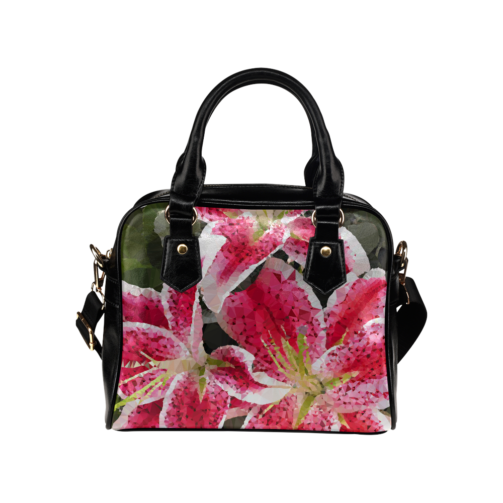 Stargazer Lilies Low Poly Geometric Floral Art Shoulder Handbag (Model 1634)