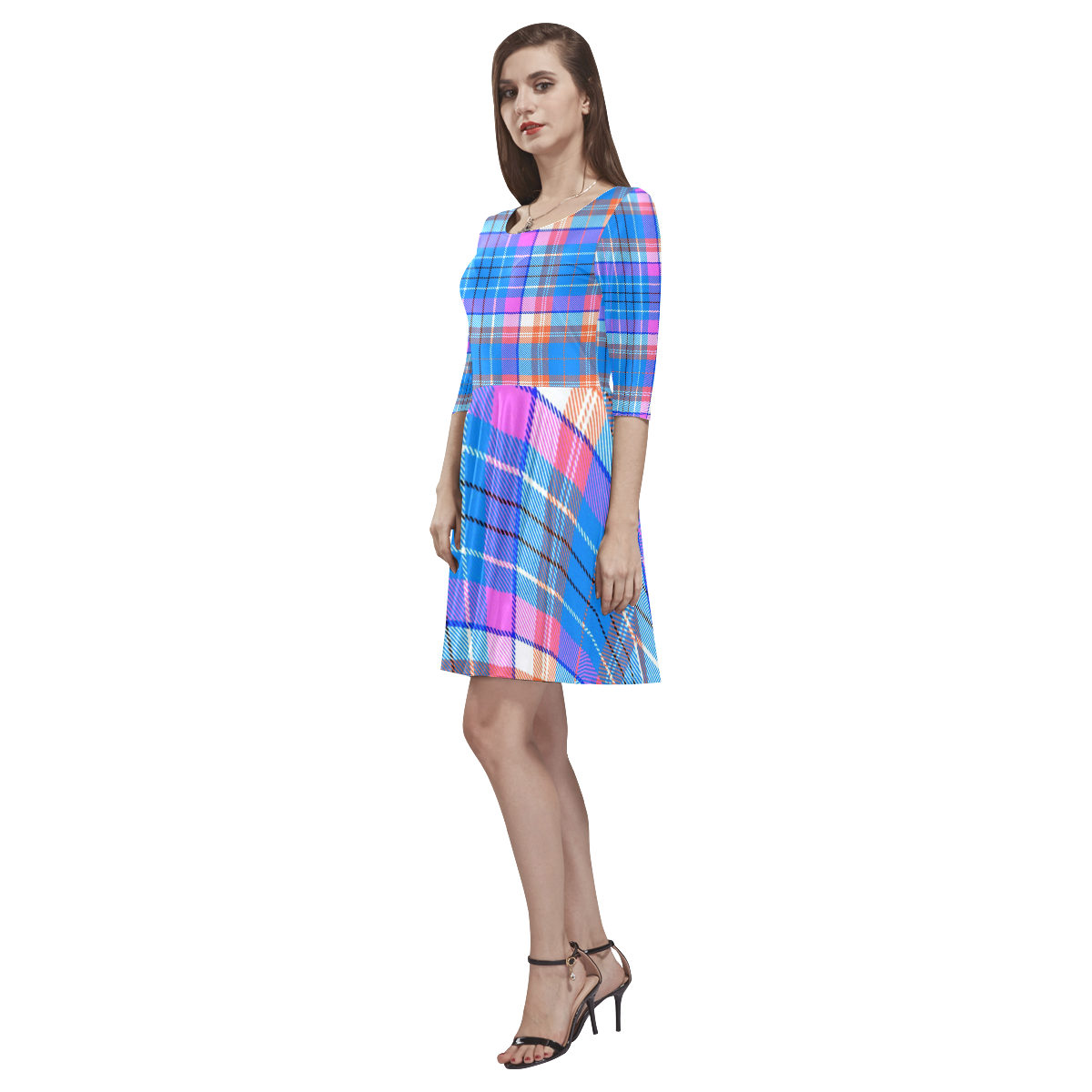 TARTAN 9013 Tethys Half-Sleeve Skater Dress(Model D20)