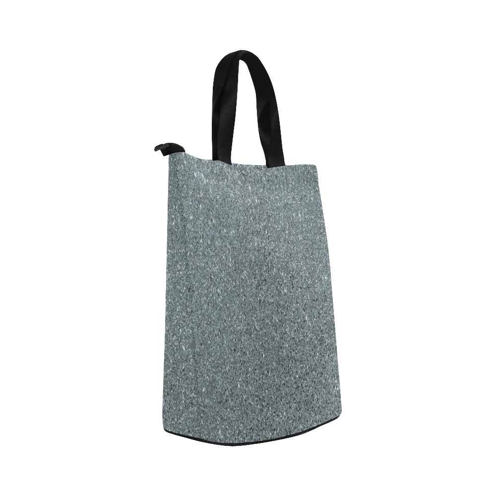 Silver Glitter Nylon Lunch Tote Bag (Model 1670)