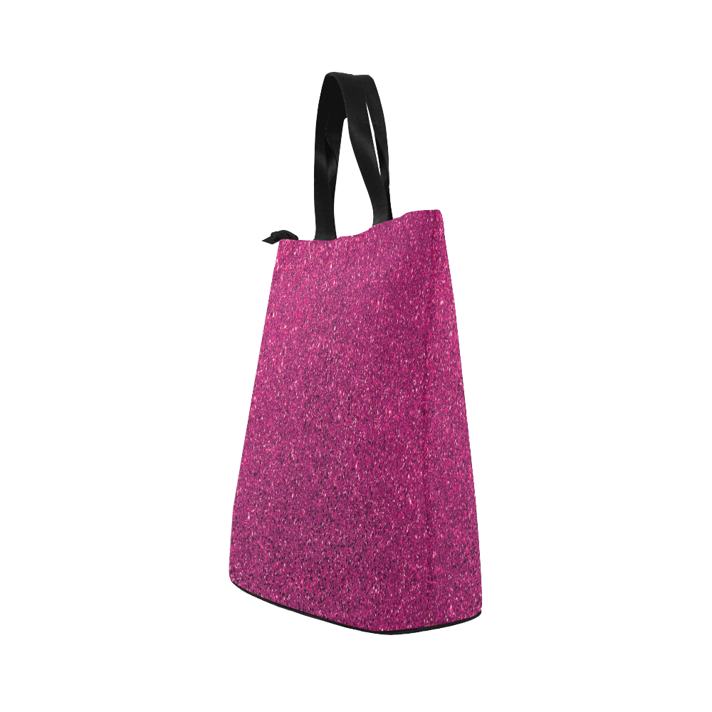 Hot Pink Glitter Nylon Lunch Tote Bag (Model 1670)
