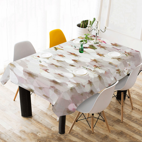 Cherry Blossom Low Poly Geometric Floral Cotton Linen Tablecloth 60"x120"