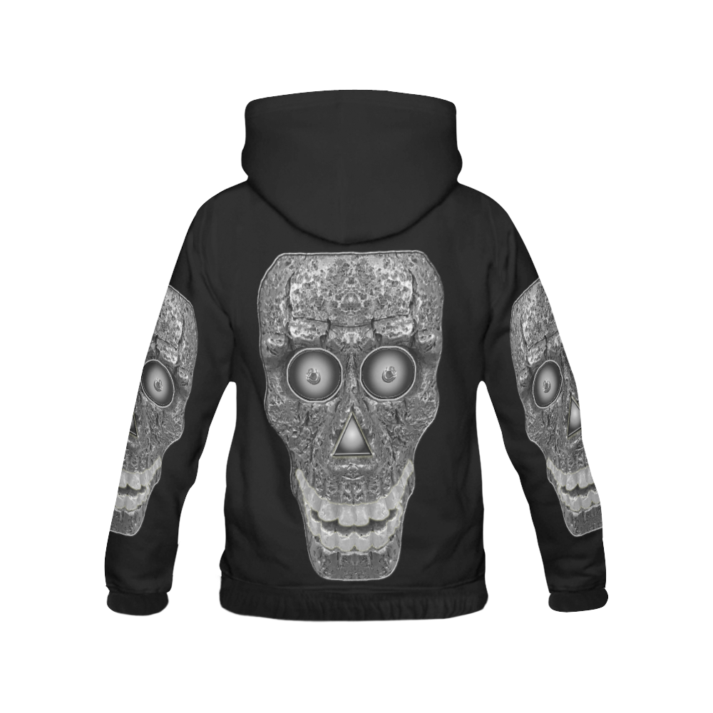 Cod Grey Skull Head All Over Print Hoodie for Women (USA Size) (Model H13)