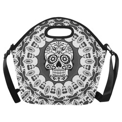 funny Mandala Skull by JamColors Neoprene Lunch Bag/Large (Model 1669)