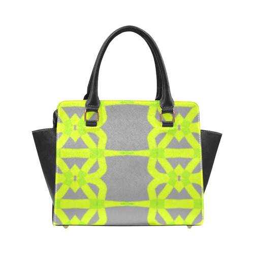 Handbag Green Gray Graphic Pattern Rivet Shoulder Handbag (Model 1645)