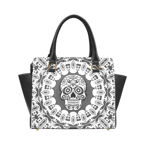 funny Mandala Skull by JamColors Rivet Shoulder Handbag (Model 1645)