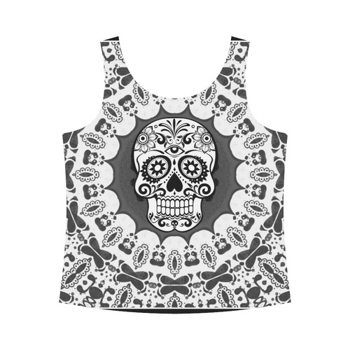 funny Mandala Skull by JamColors All Over Print Tank Top for Women (Model T43)