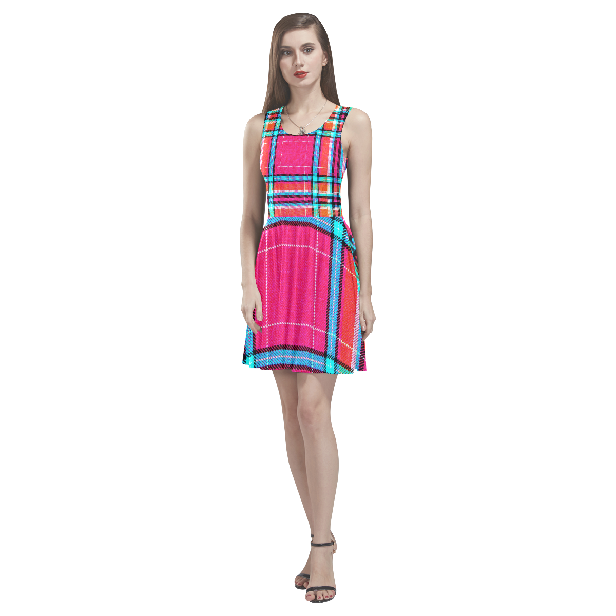 TARTAN 9007 Thea Sleeveless Skater Dress(Model D19)