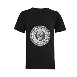 funny Mandala Skull by JamColors Men's V-Neck T-shirt  Big Size(USA Size) (Model T10)