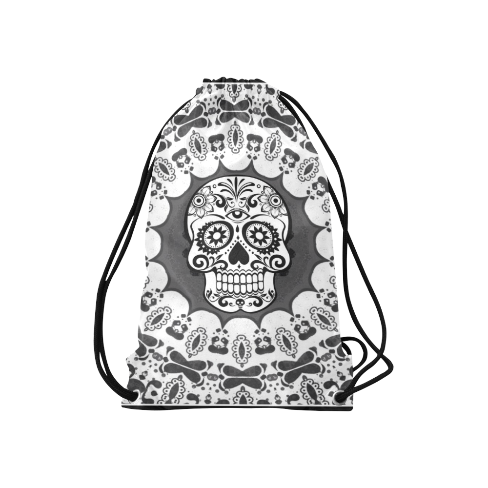 funny Mandala Skull by JamColors Small Drawstring Bag Model 1604 (Twin Sides) 11"(W) * 17.7"(H)