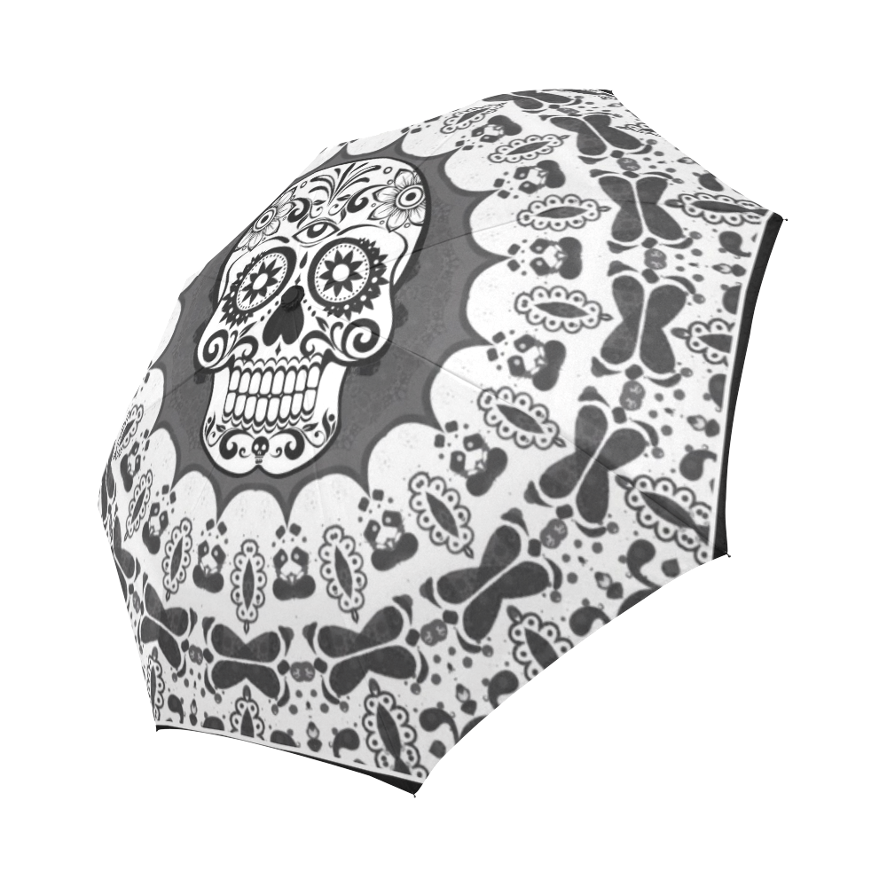funny Mandala Skull by JamColors Auto-Foldable Umbrella (Model U04)