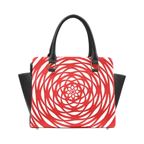 Handbag Red White Pattern Rivet Shoulder Handbag (Model 1645)