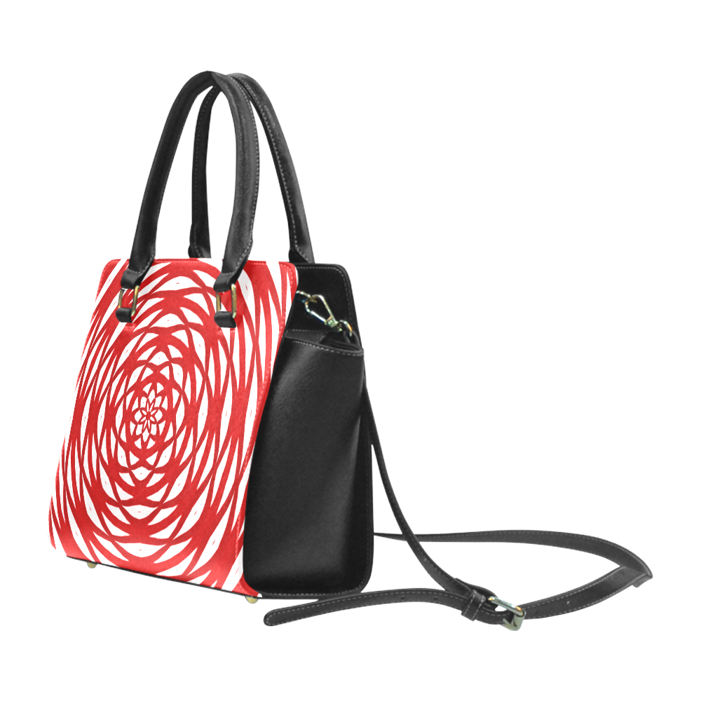 Handbag Red White Pattern Rivet Shoulder Handbag (Model 1645)