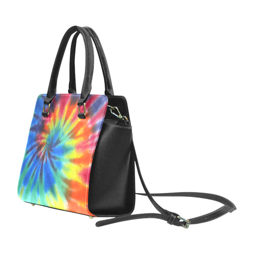 Handbag Tie Dye Colorful Rainbow Pattern Rivet Shoulder Handbag (Model 1645)