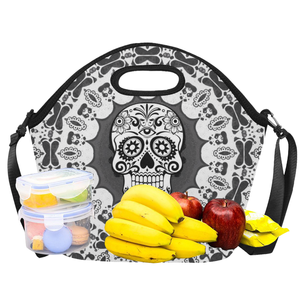 funny Mandala Skull by JamColors Neoprene Lunch Bag/Large (Model 1669)