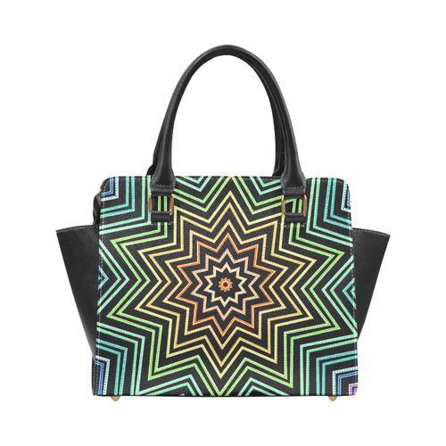 Handbag Multi-colored Rainbow Star Pattern Rivet Shoulder Handbag (Model 1645)