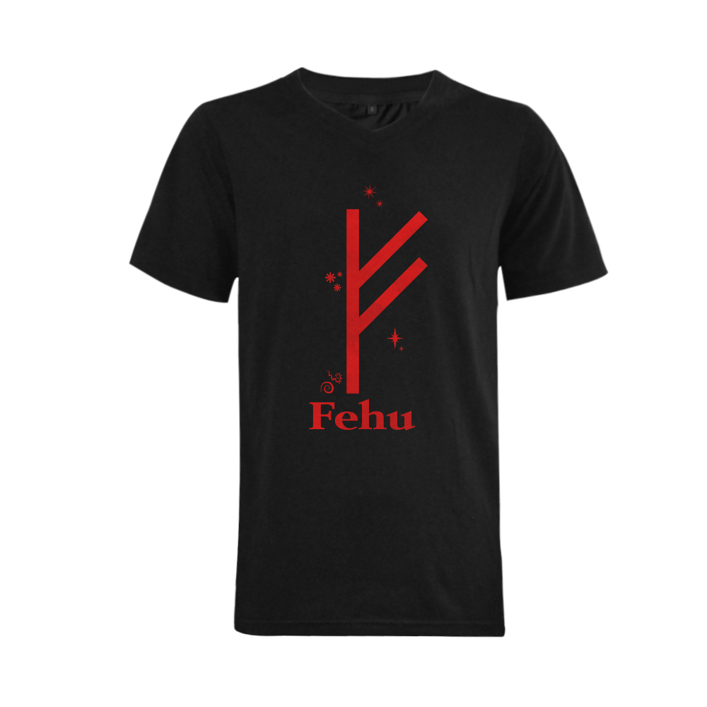 Rune Fehu Men's V-Neck T-shirt (USA Size) (Model T10)