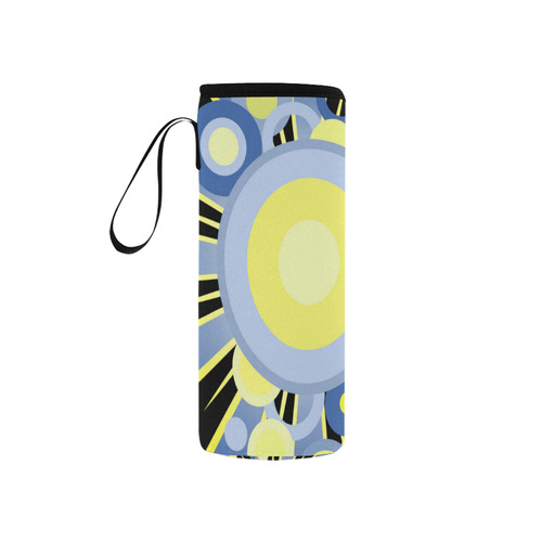 Retro circles Neoprene Water Bottle Pouch/Small