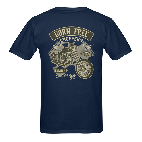 Born Free Chopper Dark Blue Men's T-Shirt in USA Size (Two Sides Printing)
