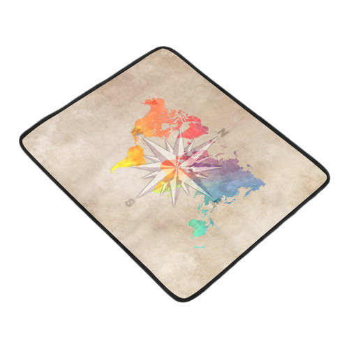 world map wind rose #map #worldmap Beach Mat 78"x 60"