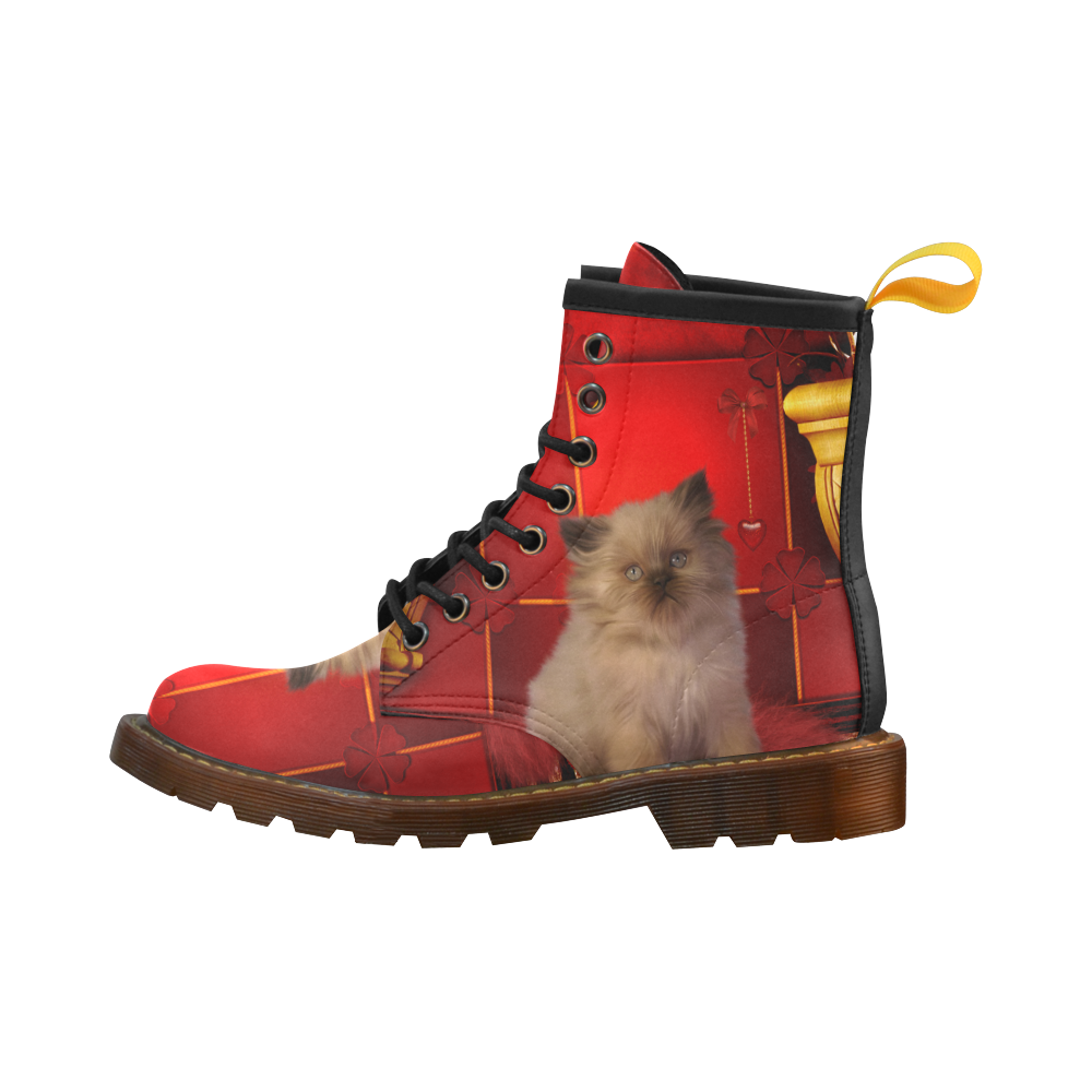 Cute little kitten High Grade PU Leather Martin Boots For Men Model 402H