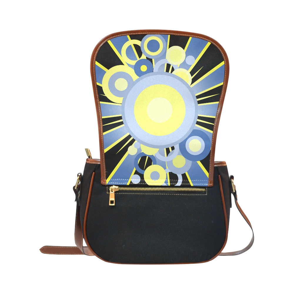 Retro circles Saddle Bag/Small (Model 1649)(Flap Customization)