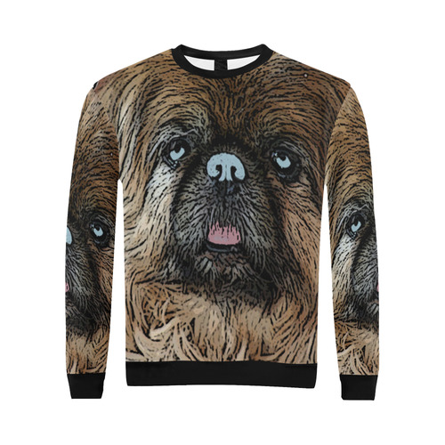 Pekingese Love Black All Over Print Crewneck Sweatshirt for Men/Large (Model H18)