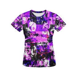 Purple Graffiti All Over Print T-Shirt for Women (USA Size) (Model T40)