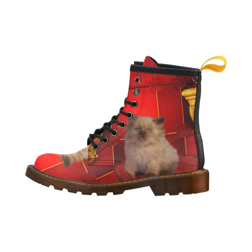 Cute little kitten High Grade PU Leather Martin Boots For Women Model 402H