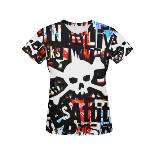 Punk Skull All Over Print T-Shirt for Women (USA Size) (Model T40)