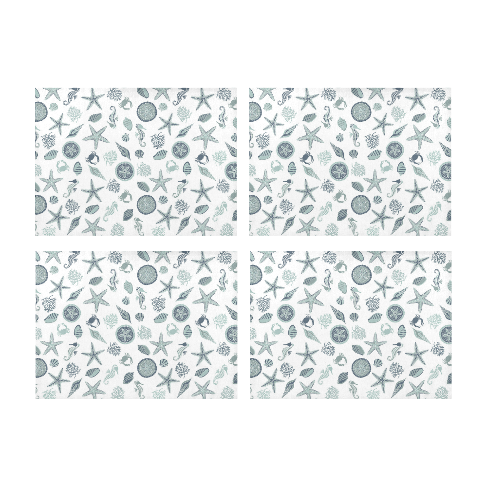 Beachcomber Blues on White Placemat 14’’ x 19’’ (Set of 4)