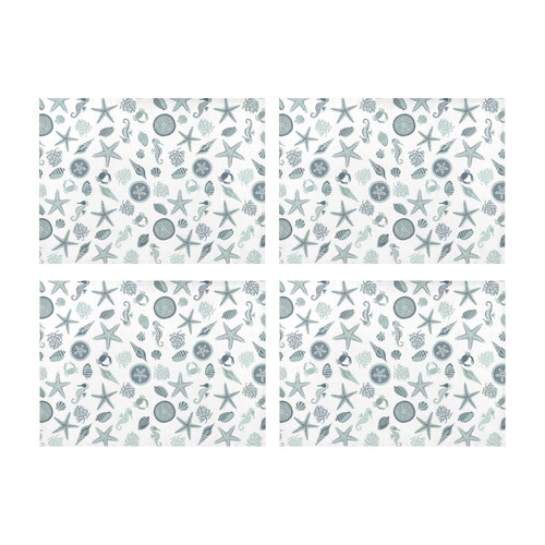 Beachcomber Blues on White Placemat 14’’ x 19’’ (Set of 4)