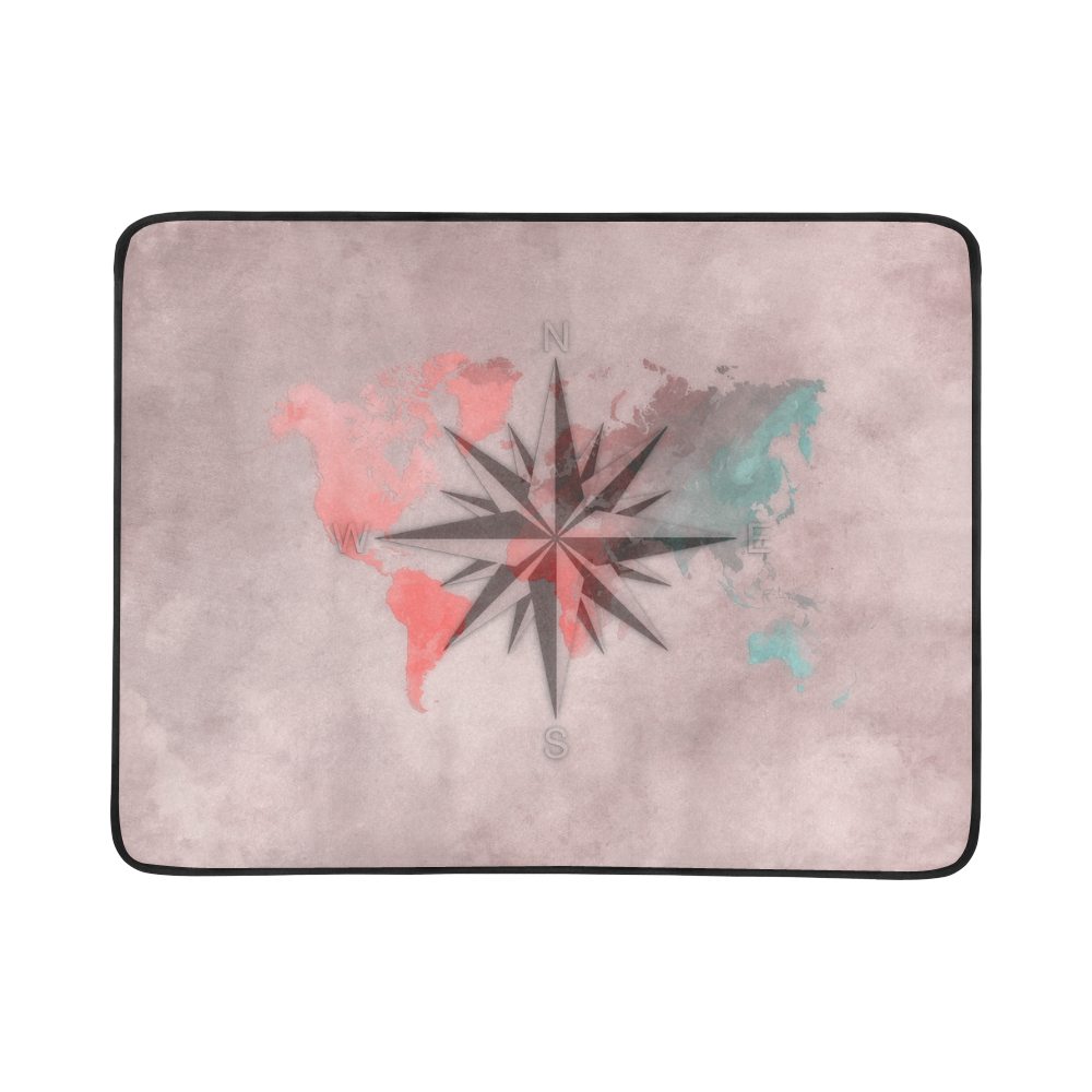 world map wind rose #map #worldmap Beach Mat 78"x 60"