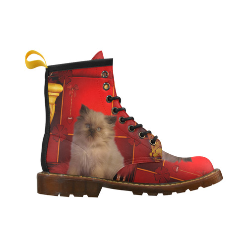 Cute little kitten High Grade PU Leather Martin Boots For Men Model 402H