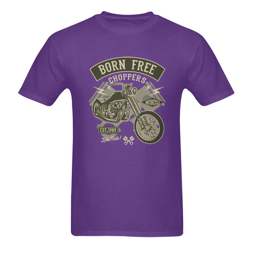 Born Free Chopper Purple Men's T-Shirt in USA Size (Two Sides Printing)
