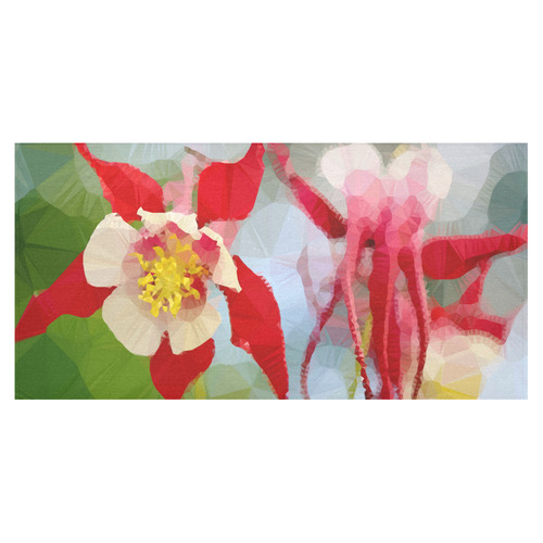 Red Columbine Low Poly Floral Triangles Cotton Linen Tablecloth 60"x120"