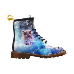 Watercolor, owl in the unoverse High Grade PU Leather Martin Boots For Women Model 402H