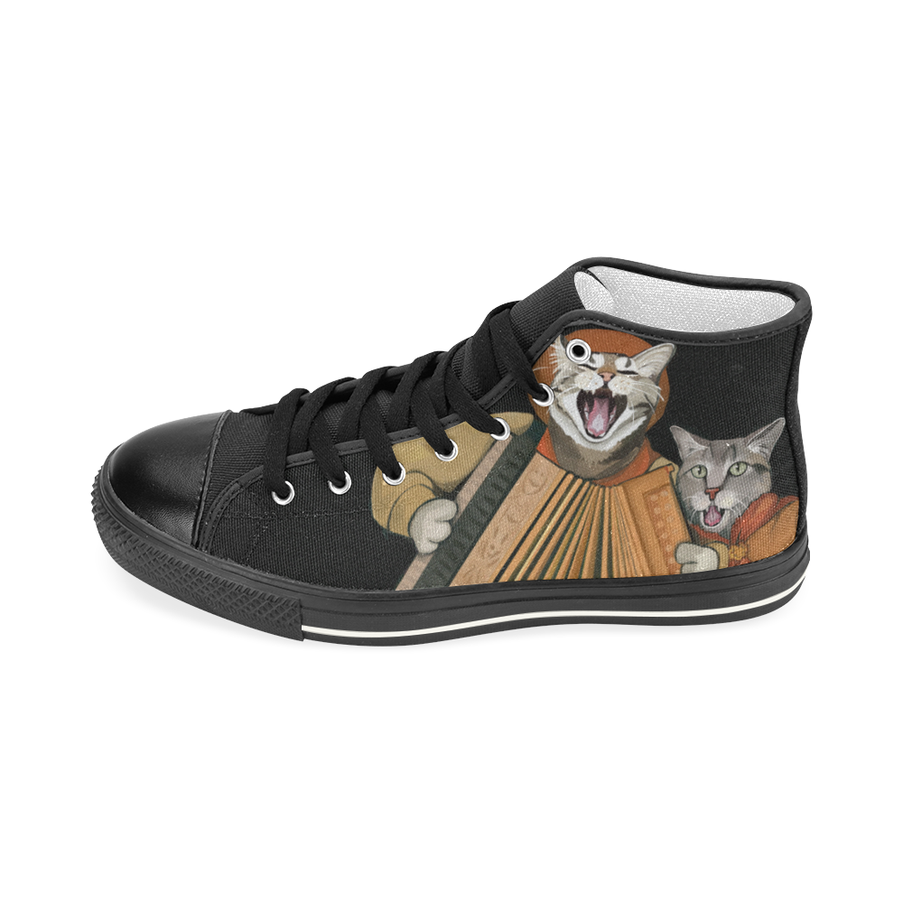 Cat Scouts Accordion/Ukelele Band Around the Campfire Men’s Classic High Top Canvas Shoes (Model 017)