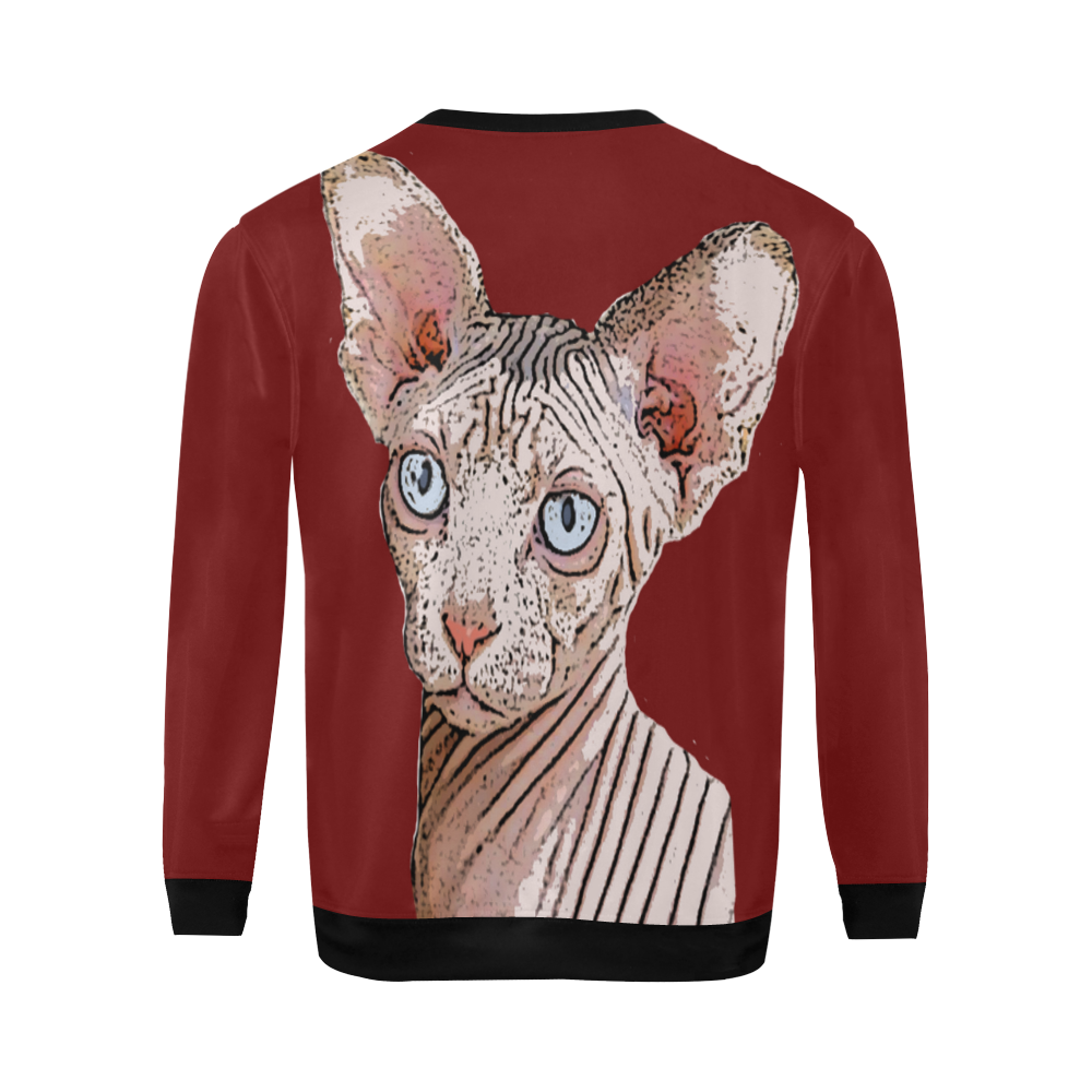 Sphynx Love Red All Over Print Crewneck Sweatshirt for Men (Model H18)
