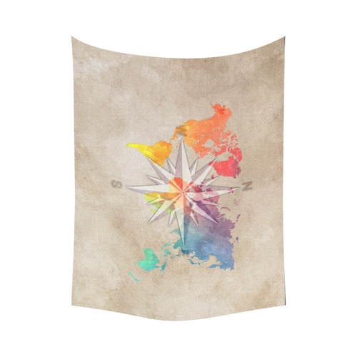 world map wind rose #map #worldmap Cotton Linen Wall Tapestry 80"x 60"