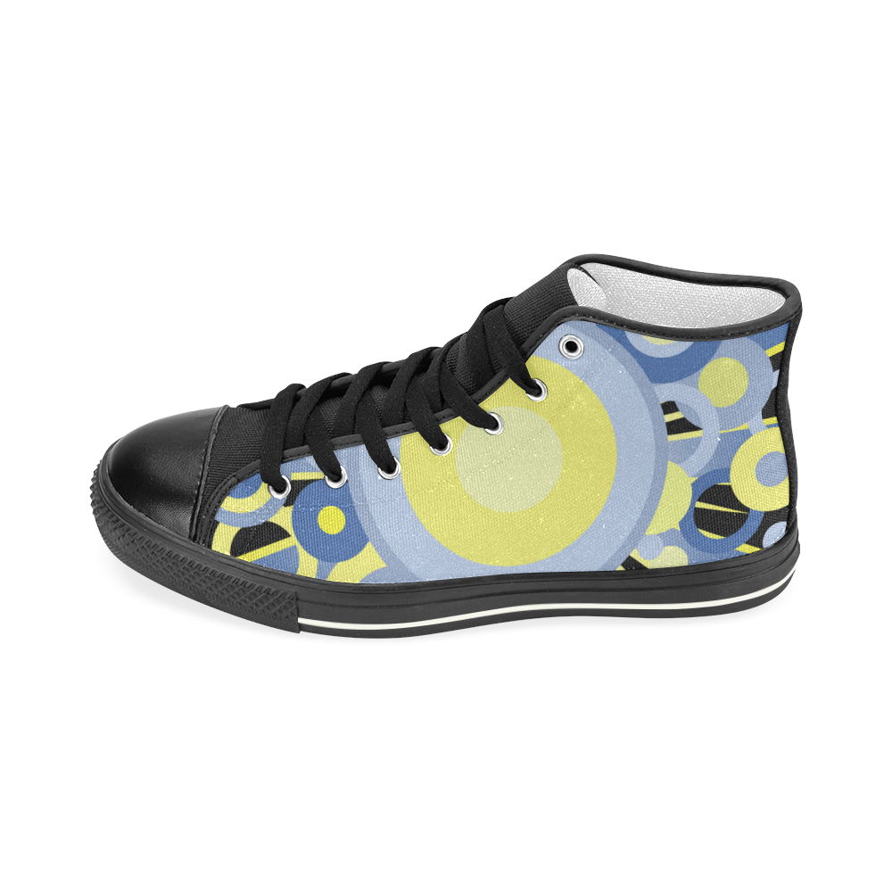 Retro circles Men’s Classic High Top Canvas Shoes (Model 017)