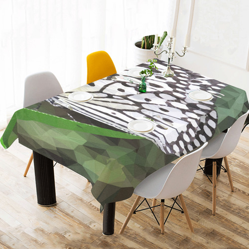 Butterfly Green Leaves Low Poly Geometric Polygons Cotton Linen Tablecloth 60"x120"